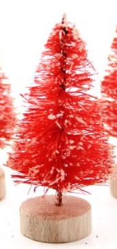 עץ אשוח מיניאטורי- אדום עם שלג